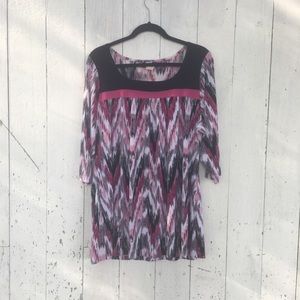 Studio 1940 3/4 sleeve tunic Pink Black 18/20